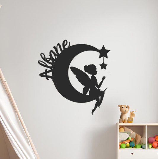 Décoration prénom enfant " la fée et la lune"