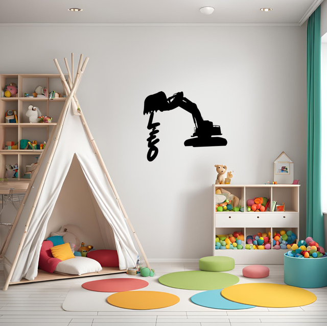 Décoration prénom enfant " Pelleteuse "