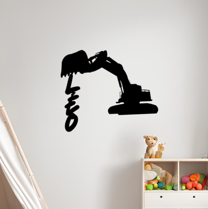 Décoration prénom enfant " Pelleteuse "