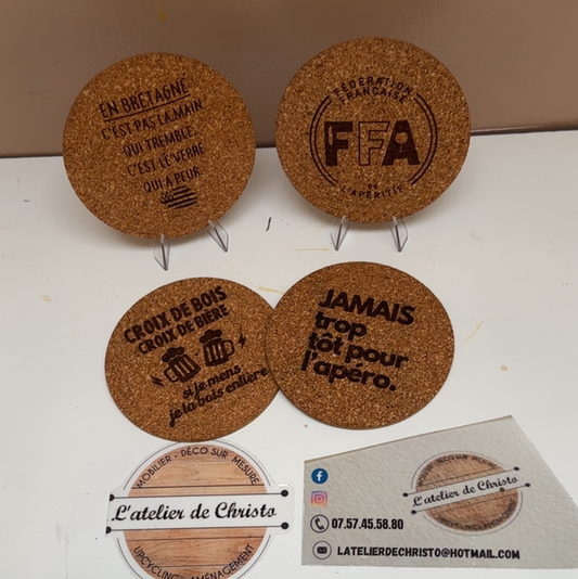 Sous-verres en liège personnalisable